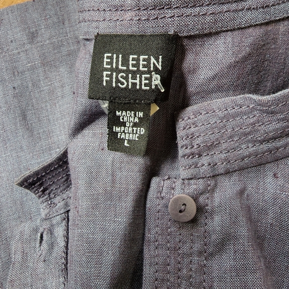 Eileen Fisher Irish Linen jacket shirt pant set L large 12 purple blue NWOT - Picture 10 of 12